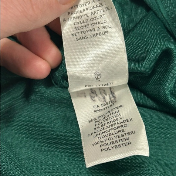 Laundry by Shelli Segal Gown Prom Dress Forest Green Size 0 Beaded Long Stretch - Picture 8 of 15